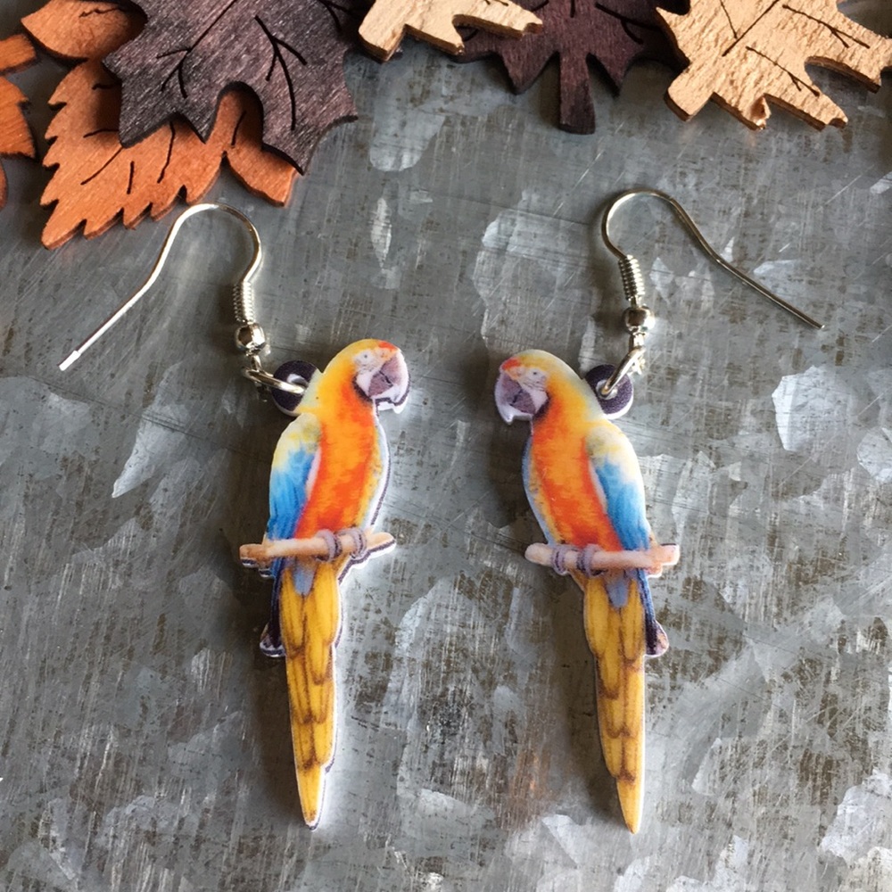 Parrot Acrylic Earrings - Picture 2 of 7